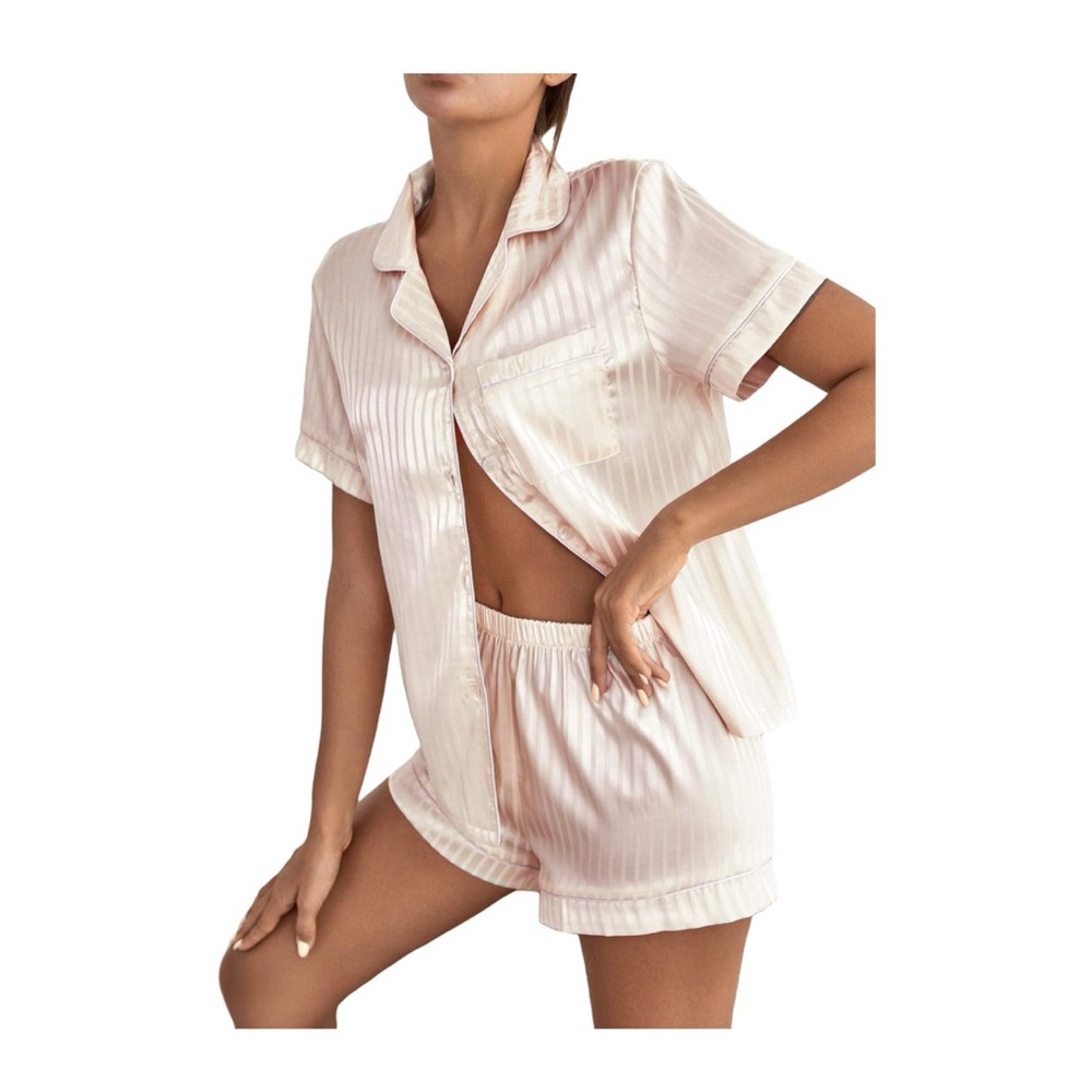 Women's Satin Pajama Set - light pink